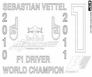 Sebastian Vettel, kampioen 2011 F1 kleurplaat