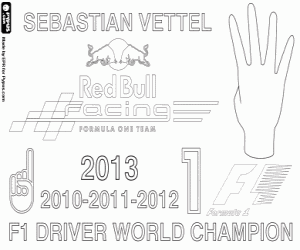 Sebastian Vettel, kampioen F1 2013 kleurplaat
