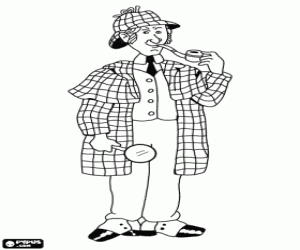 Sherlock Holmes met een pijp kleurplaat