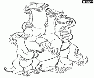 Sid blij met zijn gezin kleurplaat