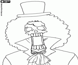 Het skelet Brook van One Piece kleurplaat
