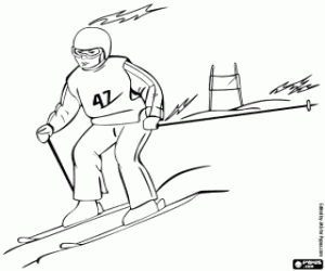 Slalom, Alpine skiën kleurplaat