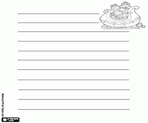 Slee met geschenken, kerst brief kleurplaat