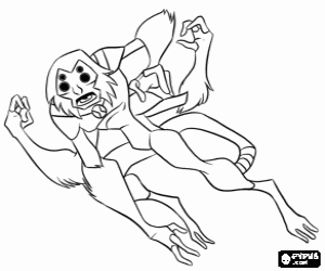 Slingeraap, een alien van Ben 10 kleurplaat