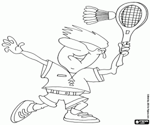 Een smash in badminton kleurplaat