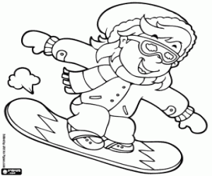 Snowboarden kleurplaat