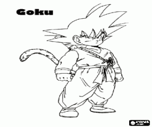 Son Goku, het kind met staart kleurplaat