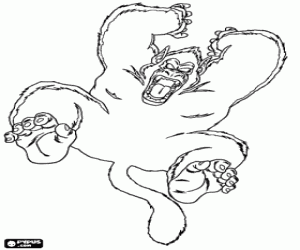 Son Goku omgevormd tot een gigantische aap kleurplaat