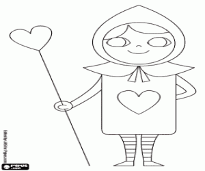 Een speelkaart in de Wonderland kleurplaat