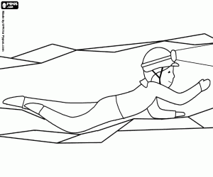 Een speoloog in een smalle grot kleurplaat