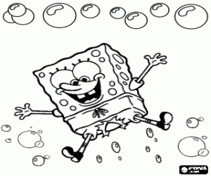 SpongeBob tussen bubbels kleurplaat