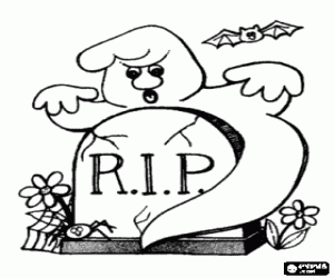 Een spook op het kerkhof kleurplaat