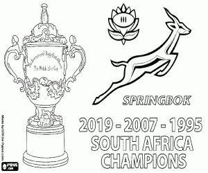 Springboks, drie keer wereldkampioen kleurplaat