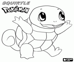 Squirtle, een schildpad Pokemon kleurplaat
