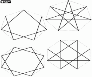 Sterren met zeven en acht punten kleurplaat