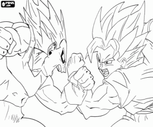 Strijd tussen Goku en Vegeta kleurplaat