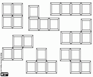 Stukken van de video game Tetris kleurplaat