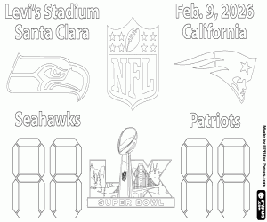 Super Bowl 2026 Seahawks vs Patriots kleurplaat