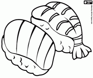 Sushi, de meest populaire Japans eten kleurplaat