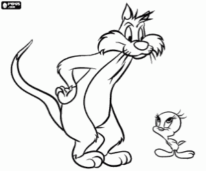 Sylvester en Tweety  kleurplaat