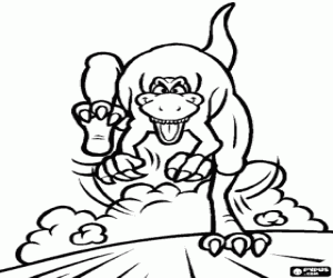 T-Rex dinosaur gezien vanaf de voorzijde kleurplaat