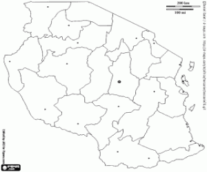 Tanzania kaart kleurplaat