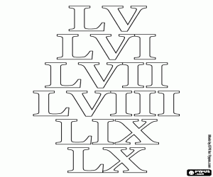 Te tellen van 55 tot 60 als Romeinen kleurplaat