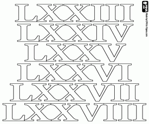 Te tellen van 73 tot 78 als de Romeinen kleurplaat