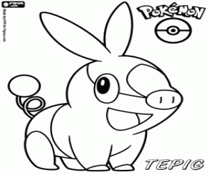 Tepig, een varken Pokemon kleurplaat