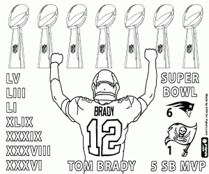 Tom Brady, zevende Super Bowl kleurplaat