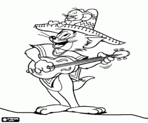 Tom en Jerry in Mexico, de mariachis kleurplaat