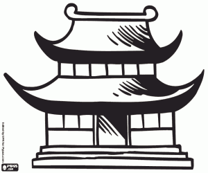 Traditioneel huis van Japan kleurplaat