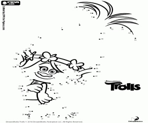 Treden van puntjes van Poppy, Trolls kleurplaat