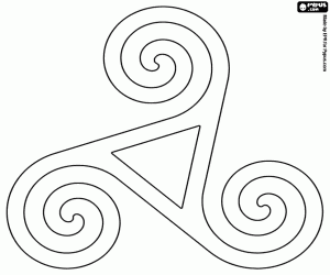 Triskelion, symbool van het druïdisme kleurplaat