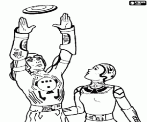 Tron en Yori met de lichte schijf kleurplaat