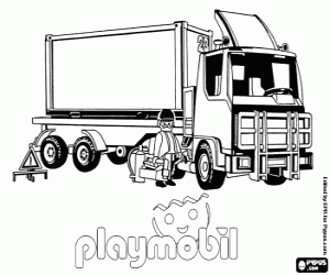 Een truck trailer van Playmobil kleurplaat