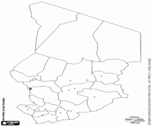 Tsjaad kaart kleurplaat