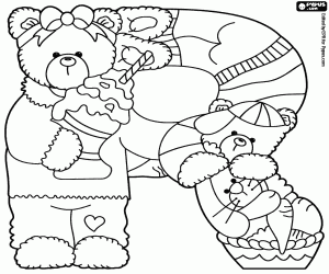 Twee beren en een konijn, de letter R kleurplaat