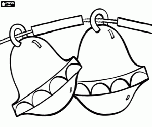 Twee kleine klokken van Kerstmis kleurplaat