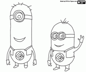 Twee minions, de handlangers kleurplaat