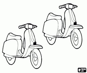 Twee motoren scooter kleurplaat