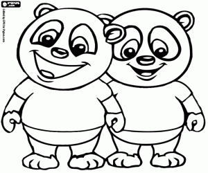 Twee panda's, twee vrienden uit Panfu kleurplaat