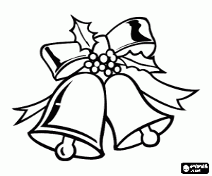 Twee versierde kerst klokken kleurplaat