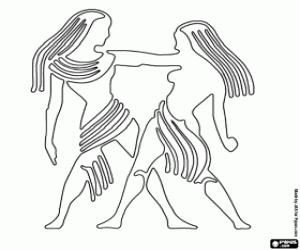 Tweelingen, een teken van Horoscoop kleurplaat