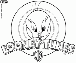 Tweety en het logo van Looney Tunes kleurplaat