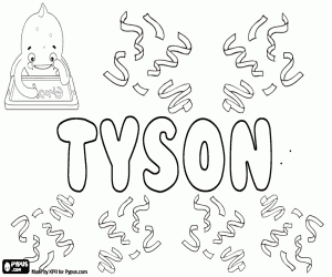 Tyson, name en achternaam in het Engels kleurplaat