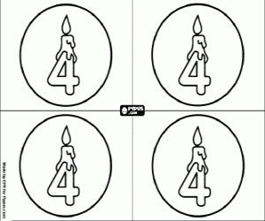 Uitnodiging aan vier verjaardagspartij kleurplaat