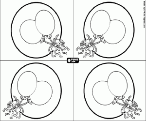 Uitnodigingen feest met ballonnen kleurplaat