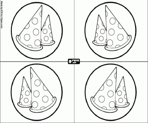 Uitnodigingen met feestmutsen kleurplaat