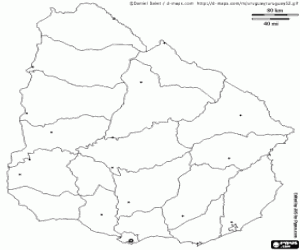 Uruguay kaart kleurplaat